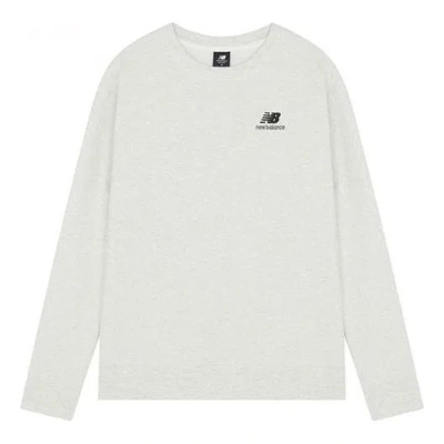 New Balance Embroidered Logo Sports Round Neck Pullover Light Grey In Gray