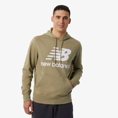 New Balance Essentials Hoodie Men's Medium Green Graphic Print Woven Long Sleeve In White