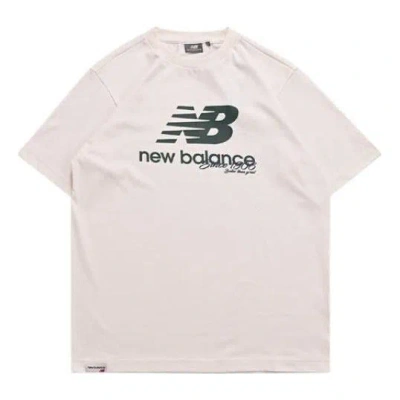 New Balance Essentials Stacked Logo Tee 'cream White Blue'