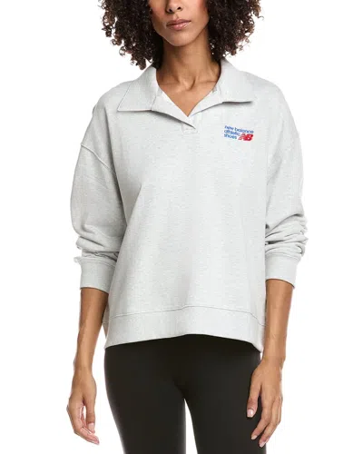 New Balance French Terry Polo Sweatshirt In Gray