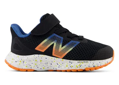 Pre-owned New Balance Fresh Foam Arishi V4 Bungee Lace Sneakers In Black/blaze Orange/blue Agate