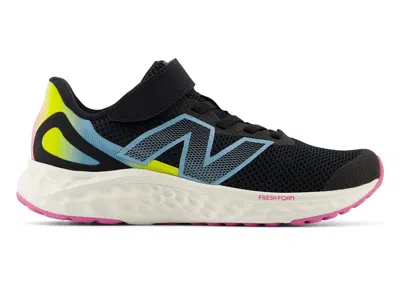 Pre-owned New Balance Fresh Foam Arishi V4 Bungee Lace Sneakers In Black/real Pink/chrome Blue In Multi