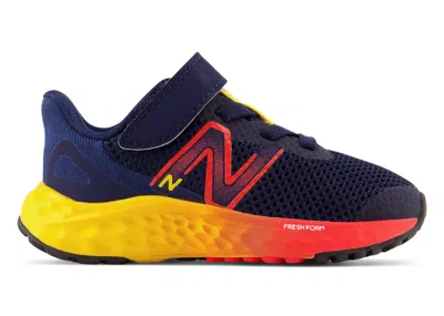 Pre-owned New Balance Fresh Foam Arishi V4 Bungee Lace Sneakers In Team Navy Blue/electric Red/egg Yolk In Multi