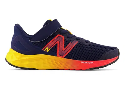 Pre-owned New Balance Fresh Foam Arishi V4 Bungee Lace Sneakers In Team Navy Blue/electric Red/egg Yolk