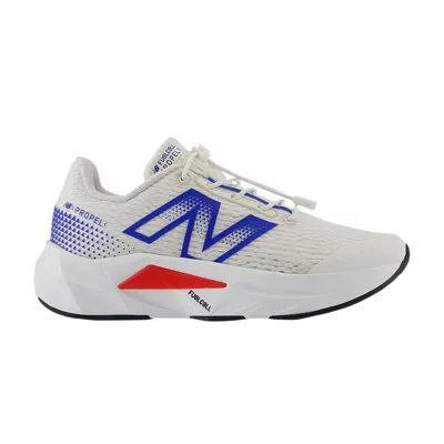 Pre-owned New Balance Fuelcell Propel V5 Bungee Lace Little Kid Wide 'sea Salt Royal True Red' | Cream | Kid's