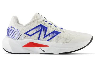 Pre-owned New Balance Fuelcell Propel V5 Sneakers In Sea Salt/team Royal/true Red
