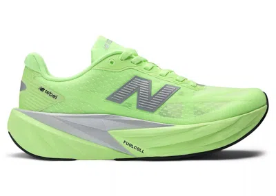 Pre-owned New Balance Fuelcell Rebel V5 Silver (women's) Sneakers In Lab Green/silver Metallic/white