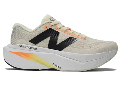 Pre-owned New Balance Fuelcell Supercomp Trainer V3 (women's) Sneakers In Angora/hot Mango/black