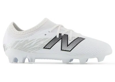 Pre-owned New Balance Furon V8 Team Junior Fg White (ps/gs) Sneakers In Nb White/metallic Silver/black