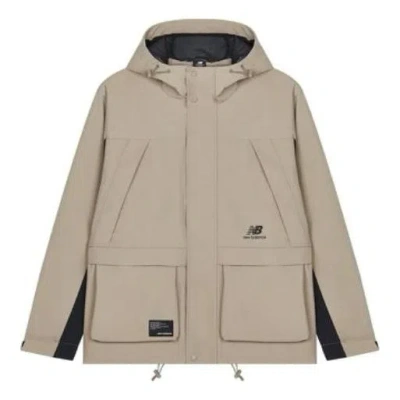New Balance Fw22 Hooded Windproof Jacket 'beige Black' In Neutral