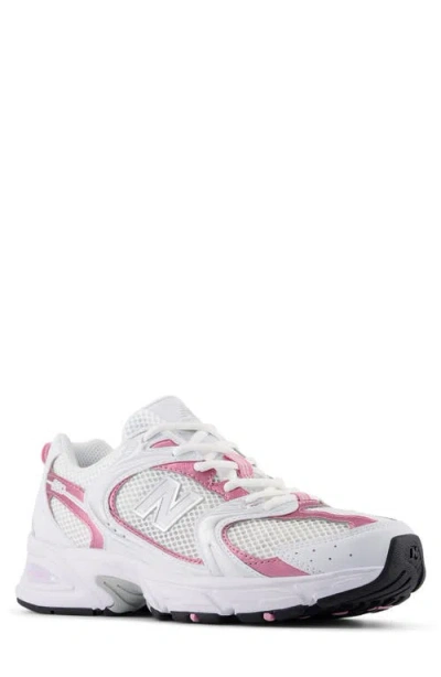 New Balance 530 Sneakers In White With Pink Metallic Details In White/pink/grey