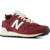 New Balance 574 Mens Leather Gym Running Shoes In Classic Crimson/white