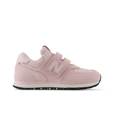 New Balance Kids' Girls 574 Hook & Loop In Pink Leather, Size 2