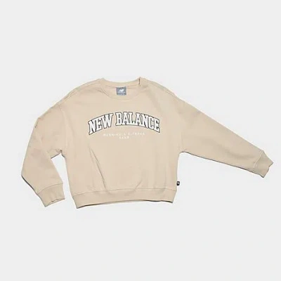 New Balance Kids'  Girls' Club Fleece Cropped Crewneck Sweatshirt In Timberwolf
