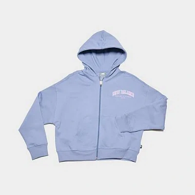 New Balance Kids'  Girls' Club Fleece Cropped Full-zip Hoodie In Dusk Shower