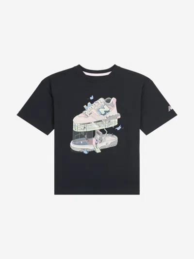 New Balance Kids'  Girls Fitness Centre Illustrated Graphic T-shirt In Black