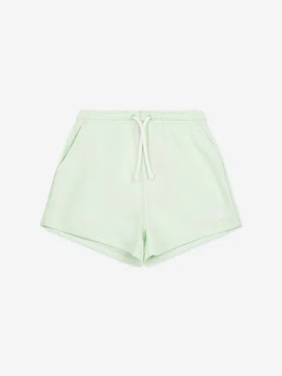 New Balance Girls French Terry Small Logo Shorts In Green