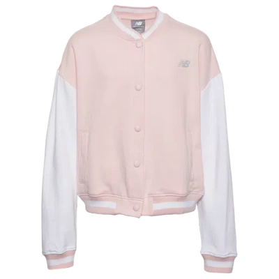 New Balance Kids' Girls   Varsity Jacket In Rose Sugar/white