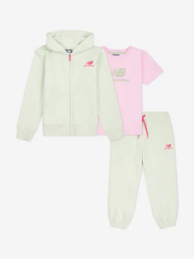 New Balance Babies'  Girls T-shirt And Tracksuit Set In Green