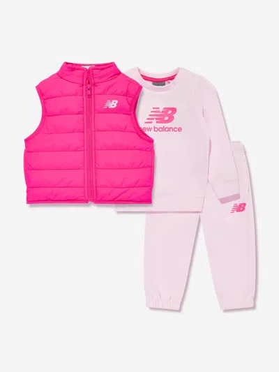 New Balance Kids'  Girls Tracksuit And Gilet Set In Pink