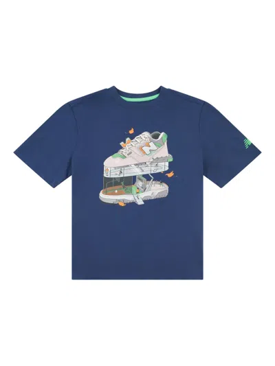 New Balance T-shirt Mit Grafischem Print In Blau