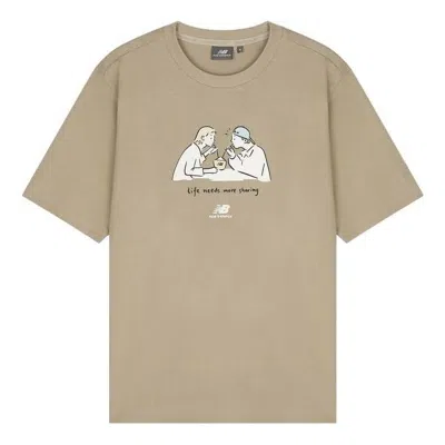 New Balance Graphic Print Tee 'beige White' In Brown