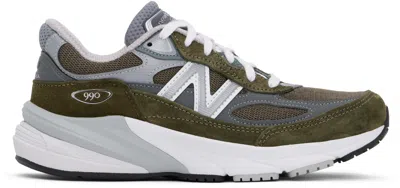 NEW BALANCE GREEN & GRAY MADE IN USA 990V6 SNEAKERS