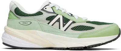 New Balance 990v6 Leather-trimmed Suede And Mesh Sneakers In Green