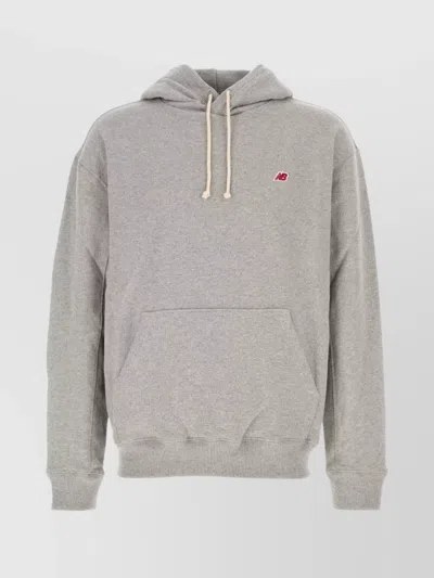 NEW BALANCE GREY COTTON BLEND HOODIE SWEATSHIRT