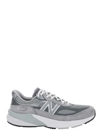 New Balance Grey Low Top Sneakers With Logo Detail In Suede And Tech Fabric Man