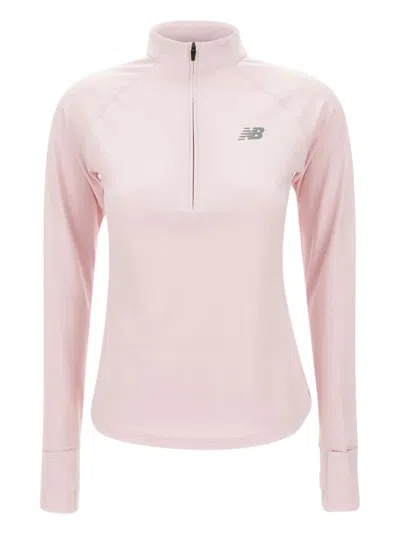 New Balance Half-zip Long-sleeve Top In Pink