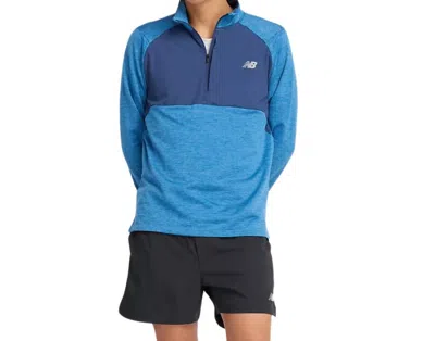 New Balance Heat Grid 1/2 Zip Jacket In Heron Blue