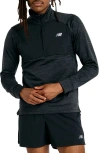 New Balance Heat Grid Half Zip Pullover In Black