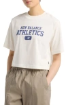 New Balance Heritage Relaxed Crop Logo Graphic T-shirt In Gray