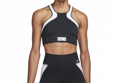 New Balance High Neck Sports Bra In Black/white