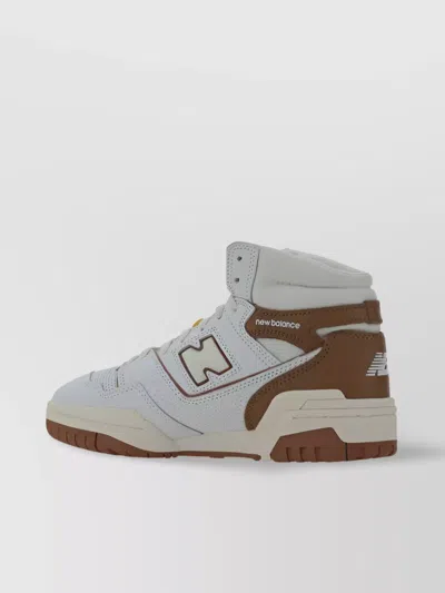New Balance High Top Leather Sneakers In White/brick Maroon
