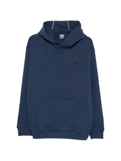 New Balance Hooded Pocket Hoodie In Blue