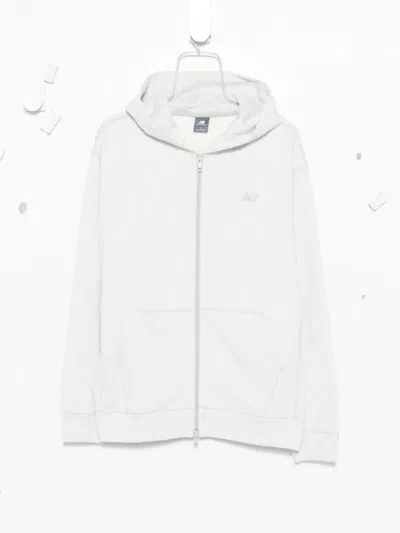 New Balance Hooded Zip Hoodie In White
