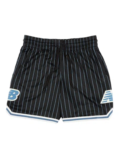 New Balance In Game Pinstripe Mesh Track Shorts In Black