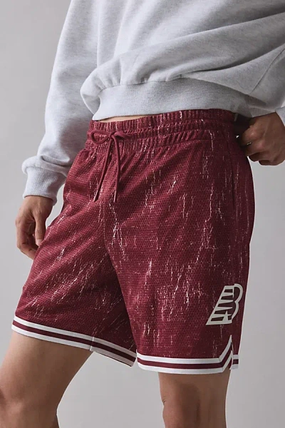 New Balance In Game Printed Basketball Short In Wine, Men's At Urban Outfitters In Burgundy