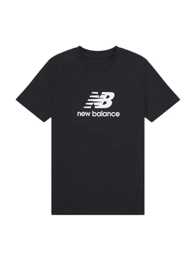 New Balance Jersey Stacked Logo Tee In Black