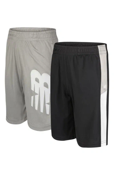 New Balance Kids' 2-pack Assorted Shorts In Black/ Grey Heather
