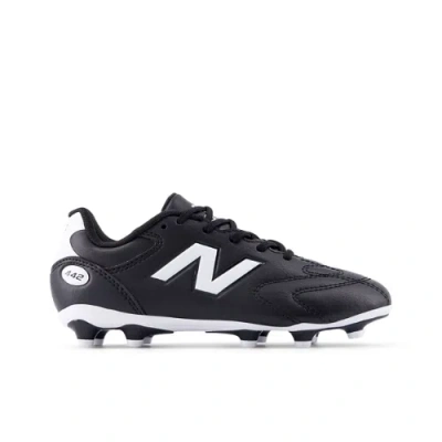 New Balance Kids 442 Team Jnr Fg V3 In Black/white Synthetic, Size 1 In Animal Print
