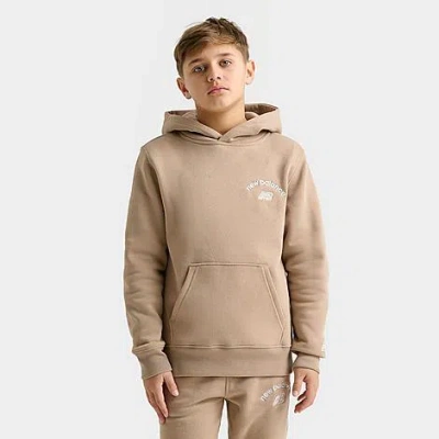 New Balance Kids' Arch Logo Pullover Hoodie In Stoneware