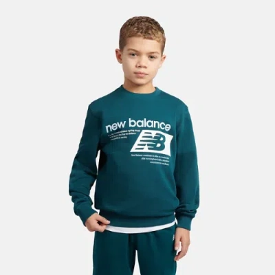 New Balance Kids' Athletics Relaxed Player Graphic French Terry Crew Shirt In Green