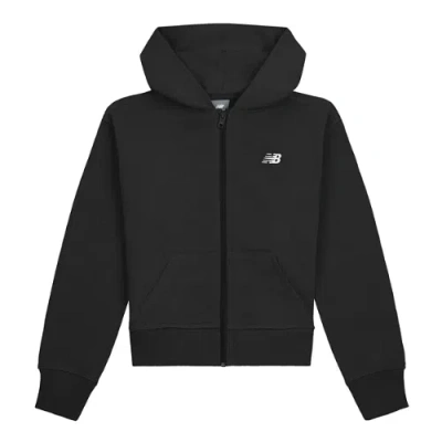New Balance Kids' Bb Small Logo Full Zip Hoodie In Black