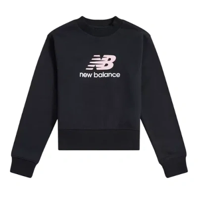 New Balance Kids' Bb Stacked Logo Crew Shirt In Black