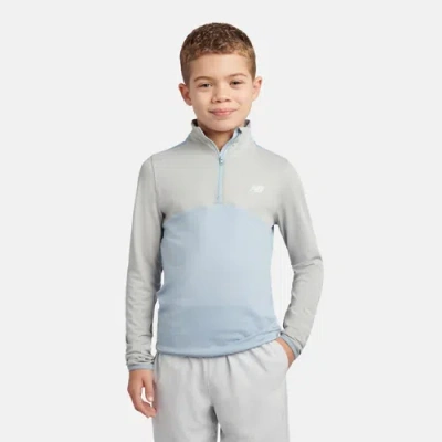 New Balance Kids' Contrast Panel Quarter Zip Shirt In Gray