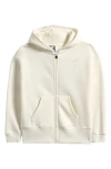 New Balance Kids' Embroidered Zip-up Cotton Blend Fleece Hoodie In Neutral