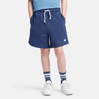 New Balance Kids' French Terry Small Logo Short In Blue